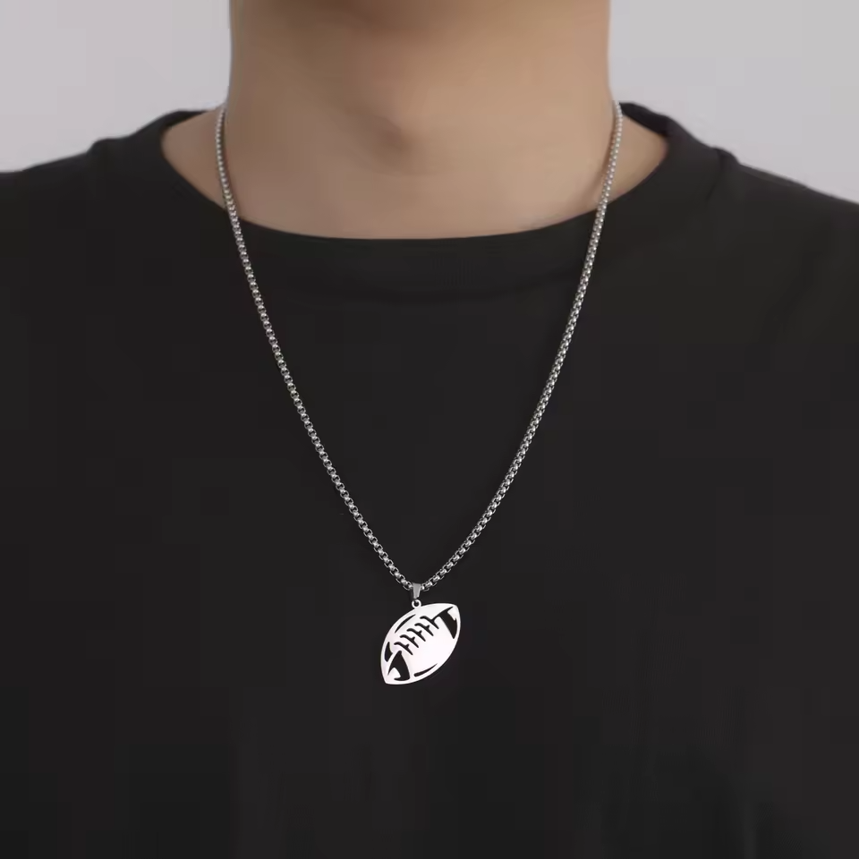 Stainless Steel Football Pendant image 0