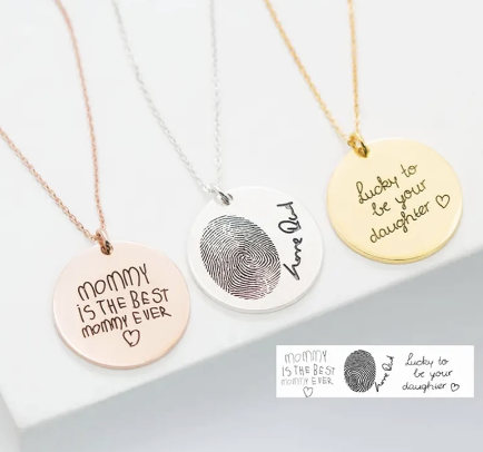 Personalized Custom Engraved Round Stainless Steel Necklace image 1