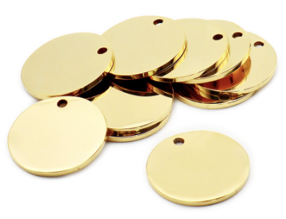 Large Round Stainless Steel Engraved Pet Tags image 1