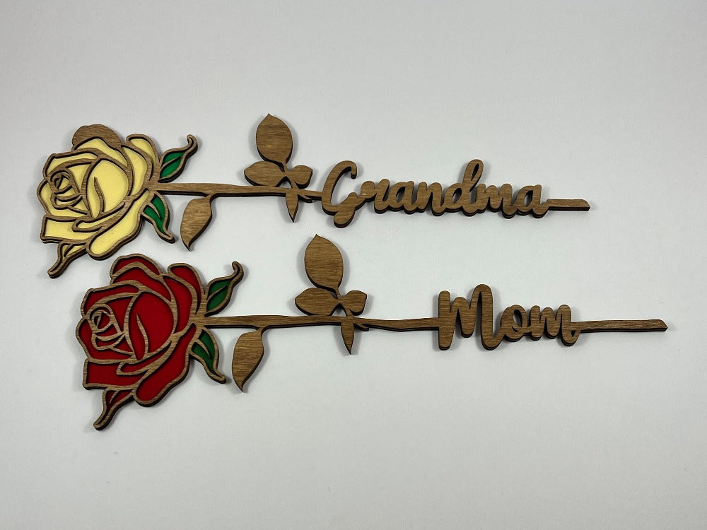 Wooden Mom/Grandma Rose Decor image 0