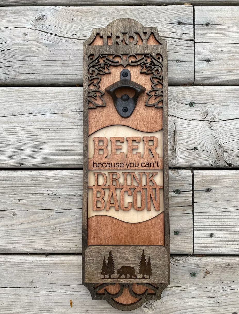 Customizable Wooden Bottle Openers - Laser Cut image 1
