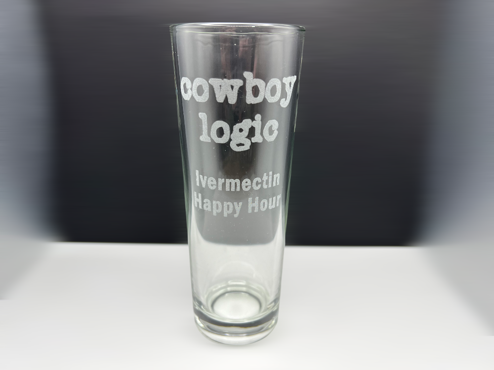 Cowboy Logic Ivermectin Happy Hour Highball Glass image 0