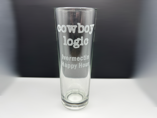 Cowboy Logic Ivermectin Happy Hour Highball Glass image 0