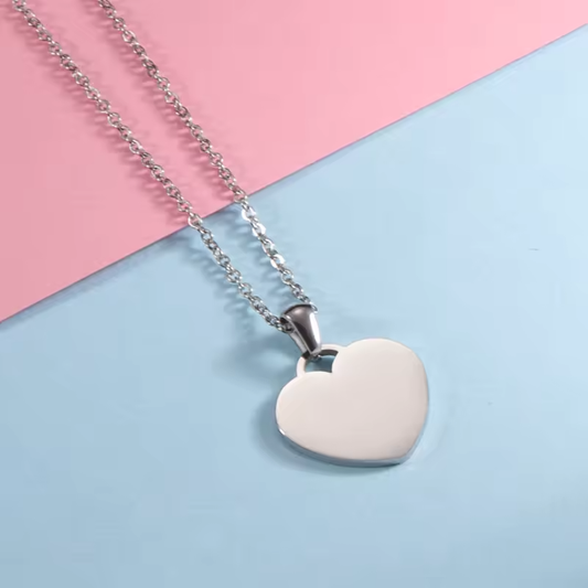 Personalized Custom Engraved Stainless Steel Heart Necklace image 0