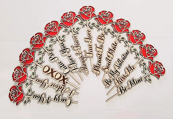 Wood Valentine's Day Roses Fully Bloomed with Message image 0