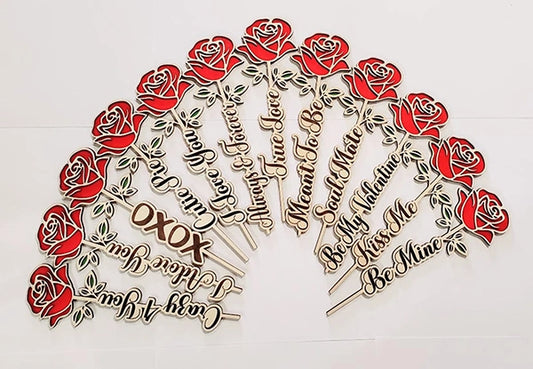 Wood Valentine's Day Roses Fully Bloomed with Message image 0