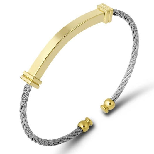 Personalized Two-Tone Stainless Steel Bracelet image 0