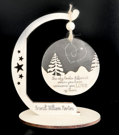 "The Sky Looks Different" Remembrance Ornament with Personalized Stand image 0