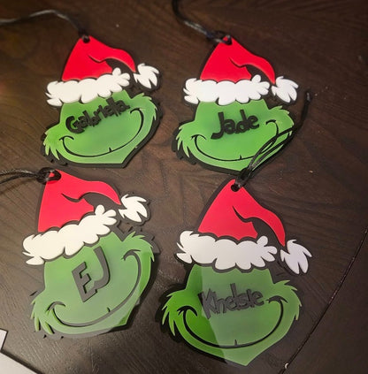 Acrylic Personalized Grinch Head Christmas Ornament image 2