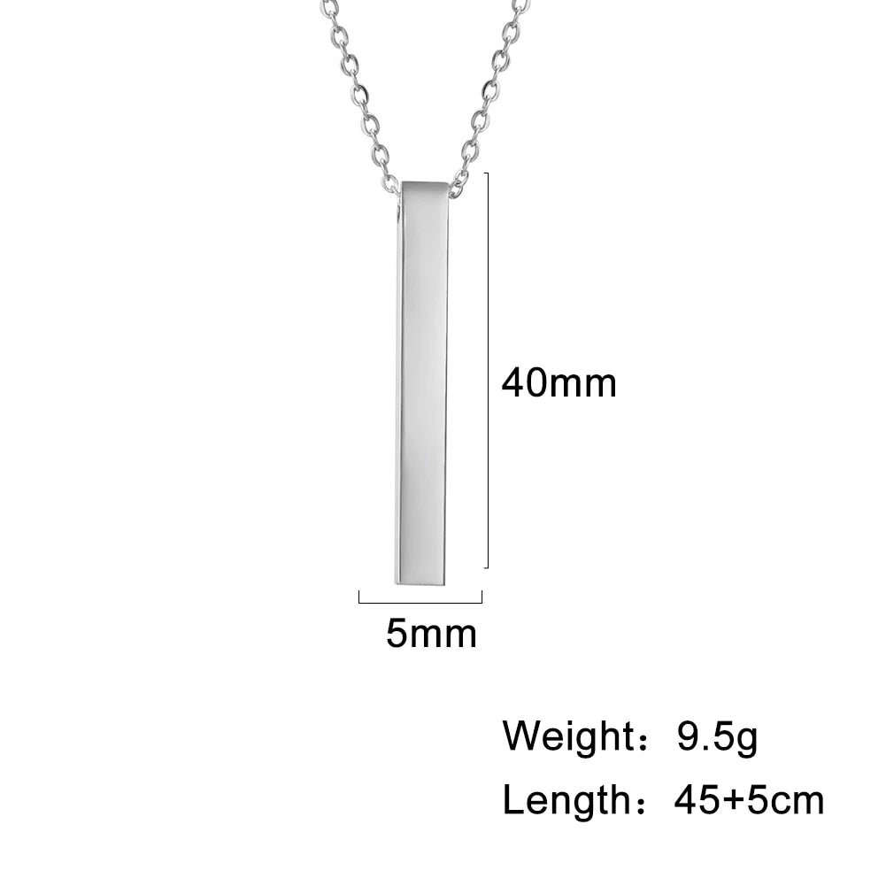 Personalized Custom Engraved Vertical Bar Stainless Steel Necklace image 3