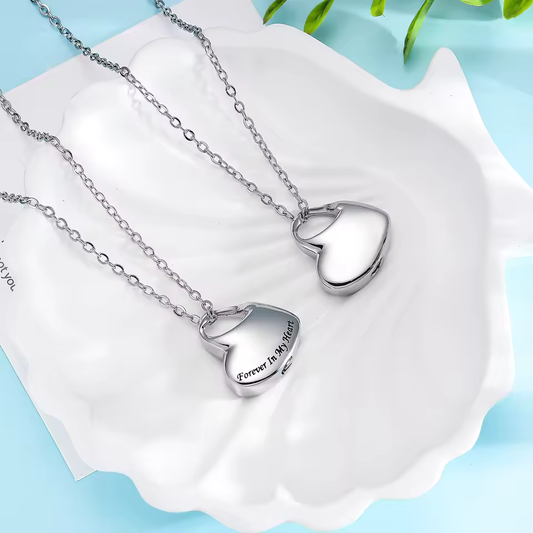 Customized Heart Stainless Steel Ash Memorial Necklace Urn Pendant image 1