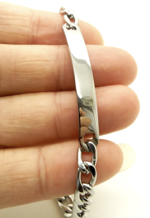 Personalized Custom Engraved Narrow Stainless Steel ID Bracelet image 1