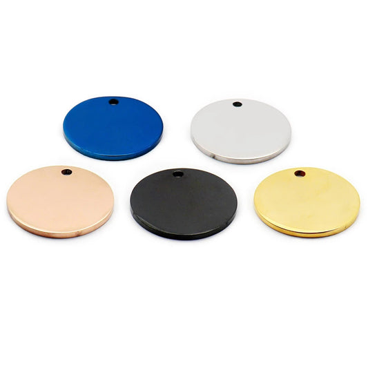 Round Stainless Steel Engraved Pet Tags image 0