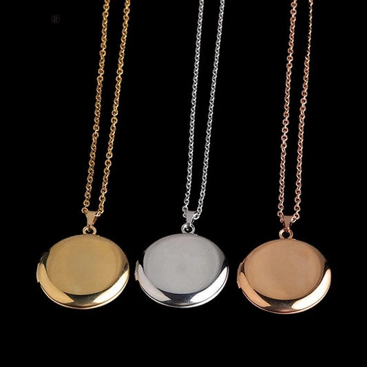 Personalized Custom Engraved Round Locket Necklace image 0