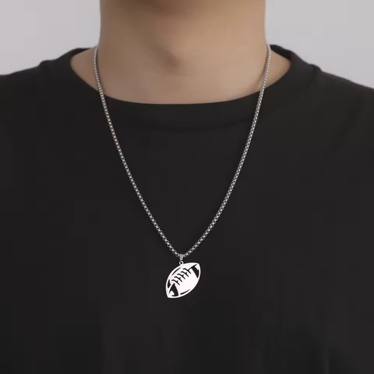 Stainless Steel Football Pendant image 0