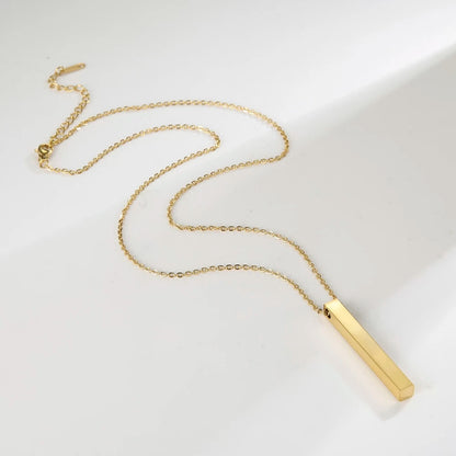 Personalized Custom Engraved Vertical Bar Stainless Steel Necklace image 2