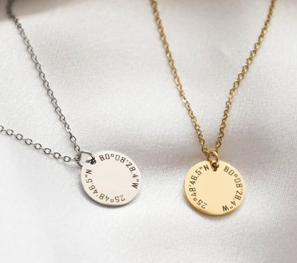 Personalized Custom Engraved Round Stainless Steel Necklace image 4