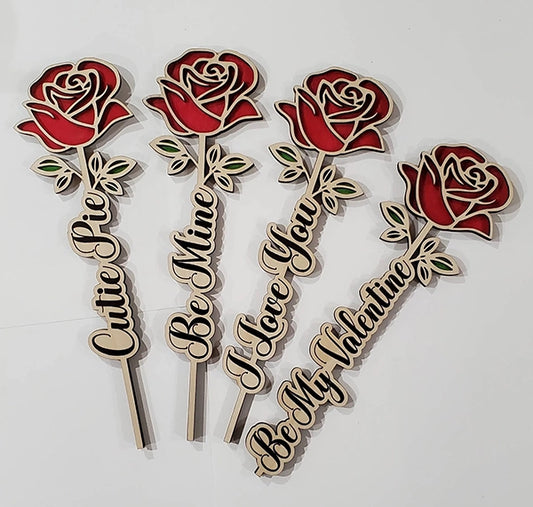 Wood Valentine's Day Roses Fully Bloomed with Message image 1