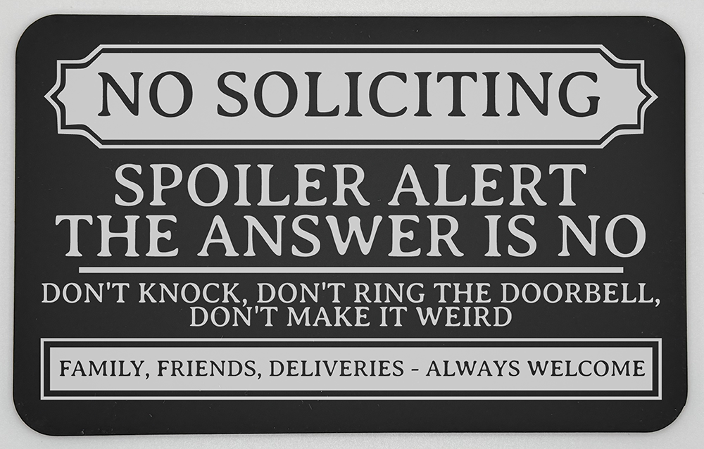 Acrylic Engraved No Soliciting Sign image 1