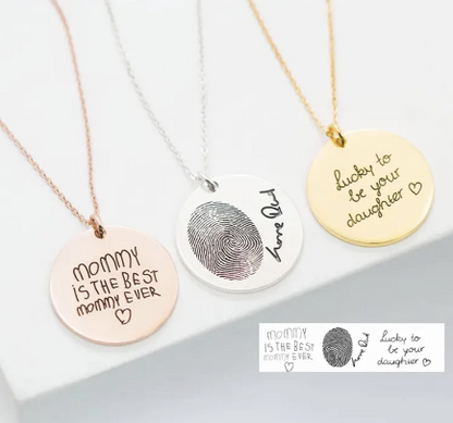 Personalized Custom Engraved Round Stainless Steel Necklace image 1