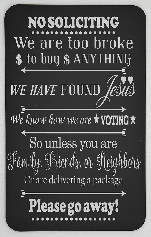 Acrylic Engraved No Soliciting Sign image 3