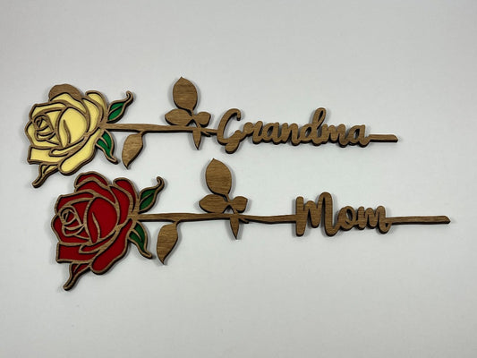 Wooden Mom/Grandma Rose Decor image 0