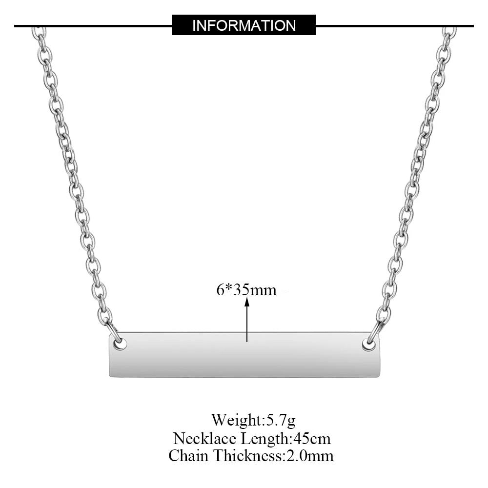 Personalized Custom Engraved Bar Stainless Steel Necklace for Women image 2