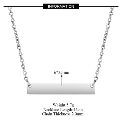 Personalized Custom Engraved Bar Stainless Steel Necklace for Women image 2