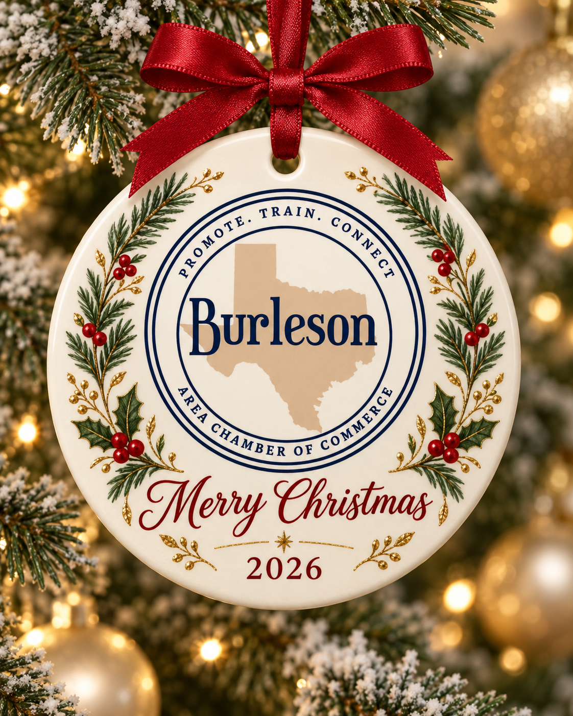 Personalized 3" UV Printed Ceramic Christmas Ornament
