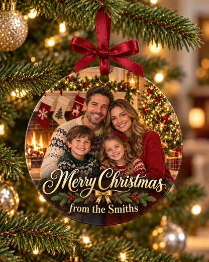 Personalized 3" UV Printed Ceramic Christmas Ornament