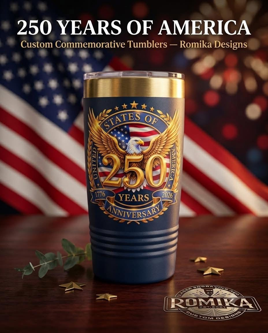20 oz America 250 Gold Eagle Tumbler