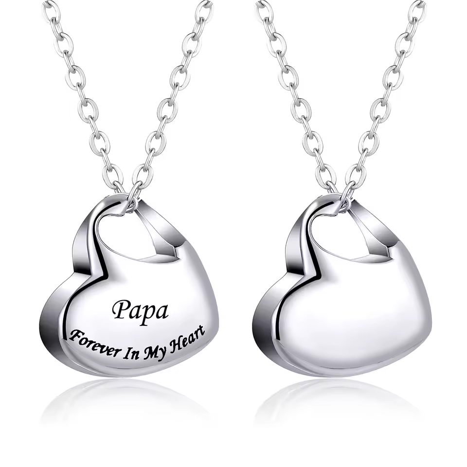 Customized Heart Stainless Steel Ash Memorial Necklace Urn Pendant image 0
