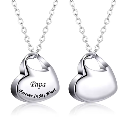 Customized Heart Stainless Steel Ash Memorial Necklace Urn Pendant image 0