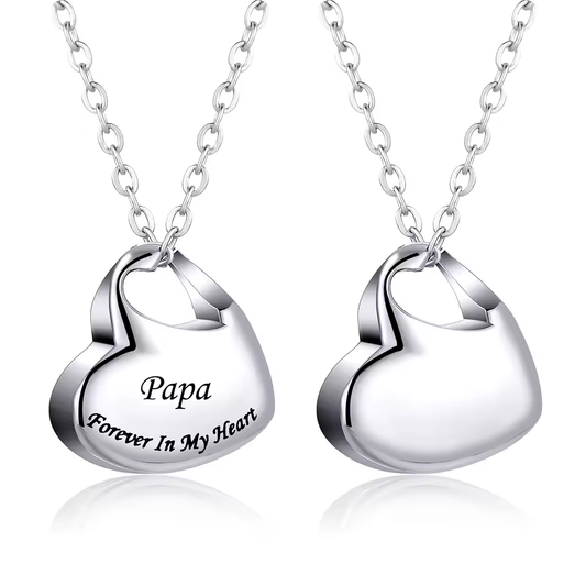 Customized Heart Stainless Steel Ash Memorial Necklace Urn Pendant image 0
