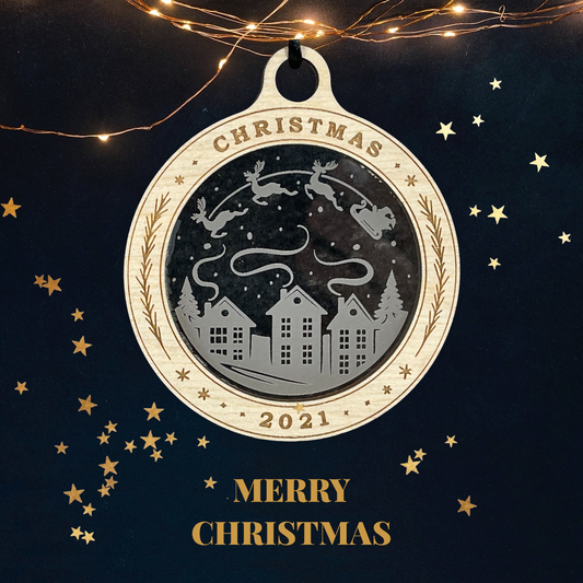 Christmas Acrylic and Wood Ornament - Any Year image 0