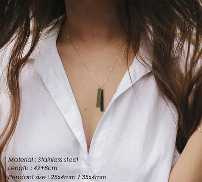 Personalized Custom Engraved Two-Bar Stainless Steel Necklace for Women image 2