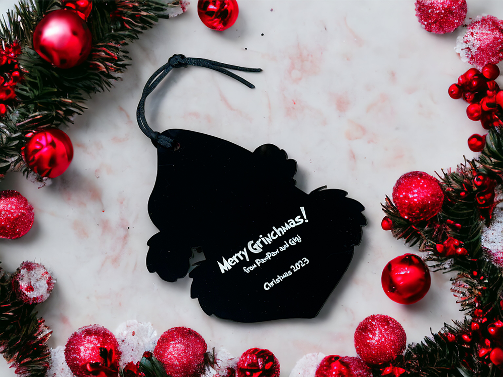 Acrylic Personalized Grinch Hands Christmas Ornament image 1
