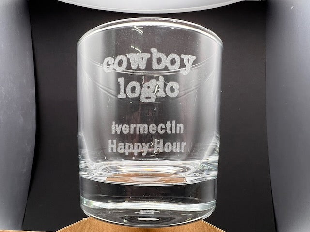 Cowboy Logic Ivermectin Happy Hour Whiskey Glass image 0