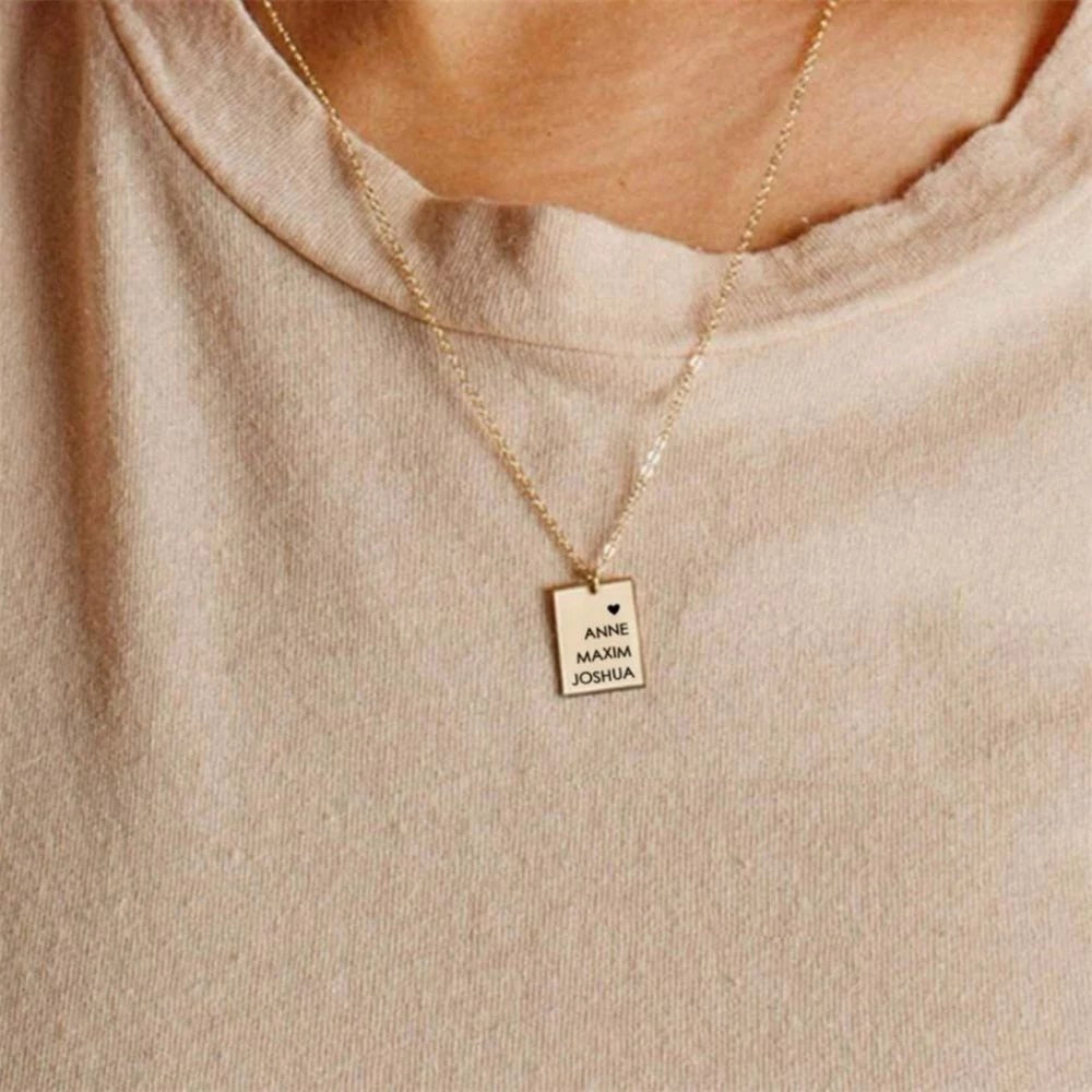 Personalized Custom Engraved Rectangular Stainless Steel Necklace image 2