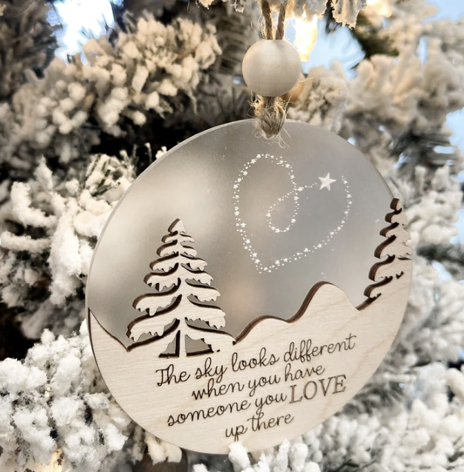 "The Sky Looks Different" Remembrance Ornament with Personalized Stand image 1