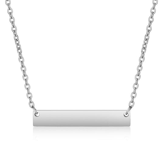 Personalized Custom Engraved Bar Stainless Steel Necklace for Women image 1