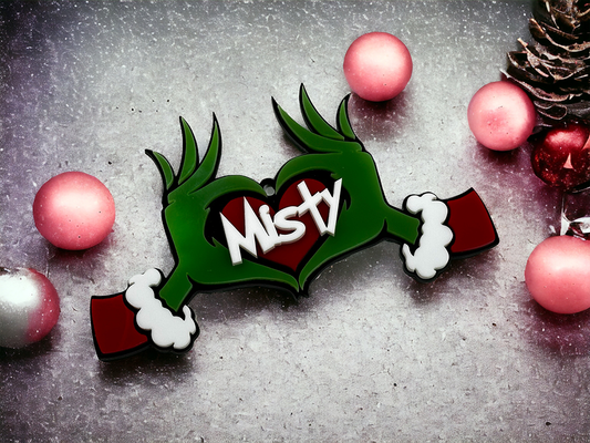 Acrylic Personalized Grinch Hands Christmas Ornament image 0