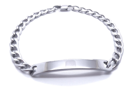 Personalized Custom Engraved Narrow Stainless Steel ID Bracelet image 0