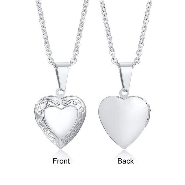 Personalized Custom Engraved Filigree Heart Locket Necklace image 0