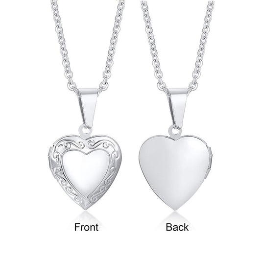 Personalized Custom Engraved Filigree Heart Locket Necklace image 0